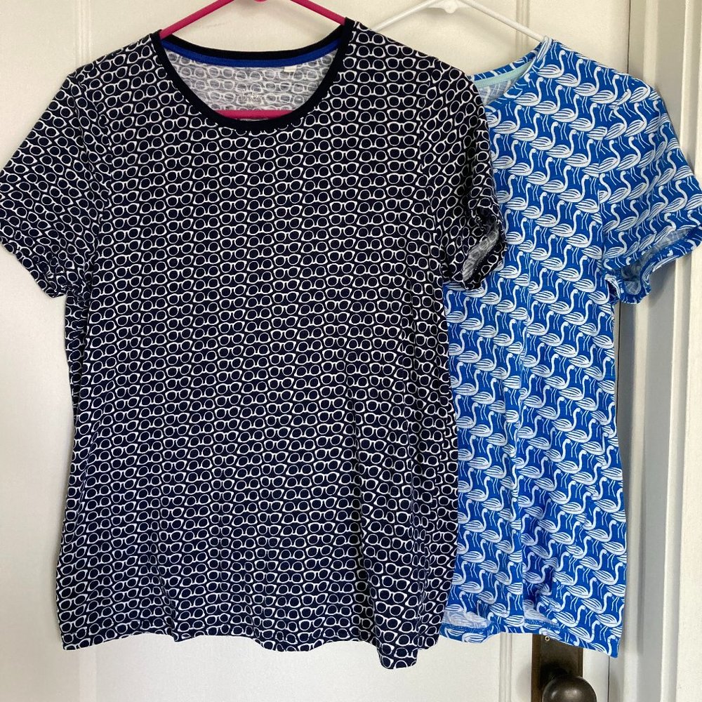 Bundle of two Boden cotton T shirts. Flamingo and sunglass print. Size M